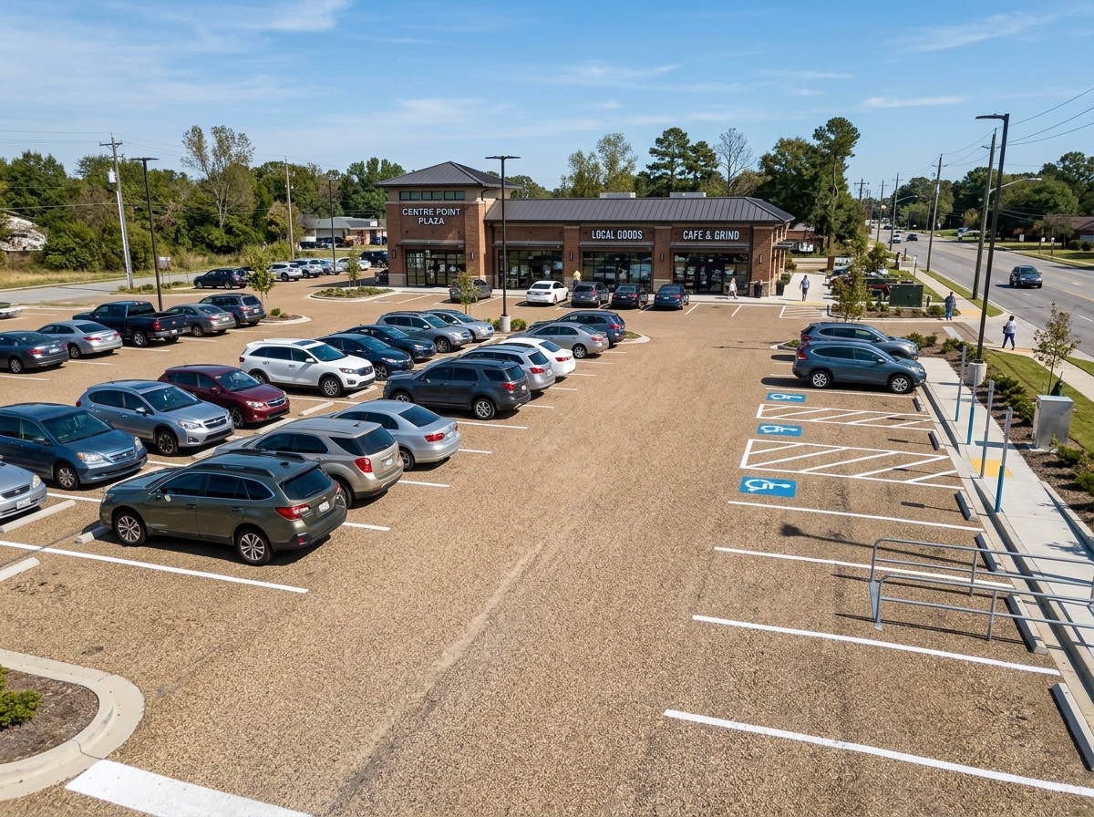 Freshly paved parking lot