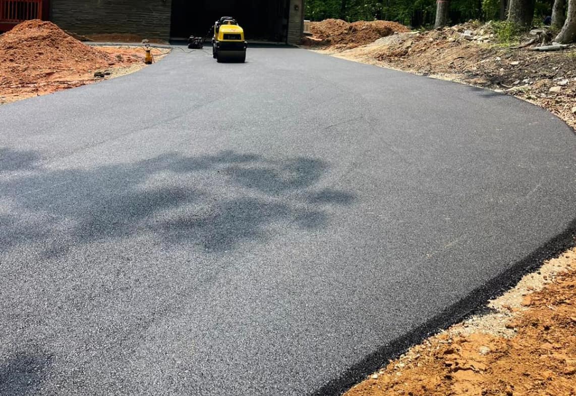 Fresh asphalt driveway