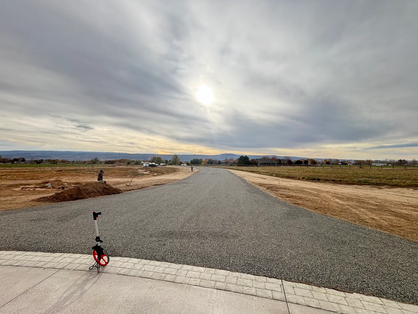 Fresh road construction with mountain views in Western Colorado
